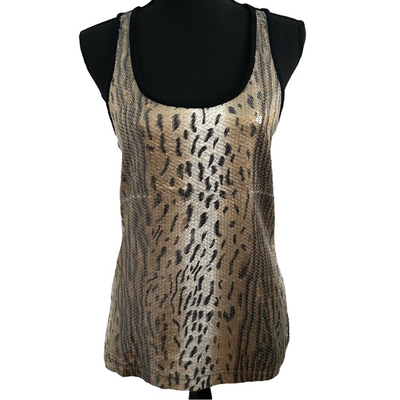 Boston Proper Sequined Animal Print Tank Top. Size XS (Women Size 4) - Picture 1 of 5